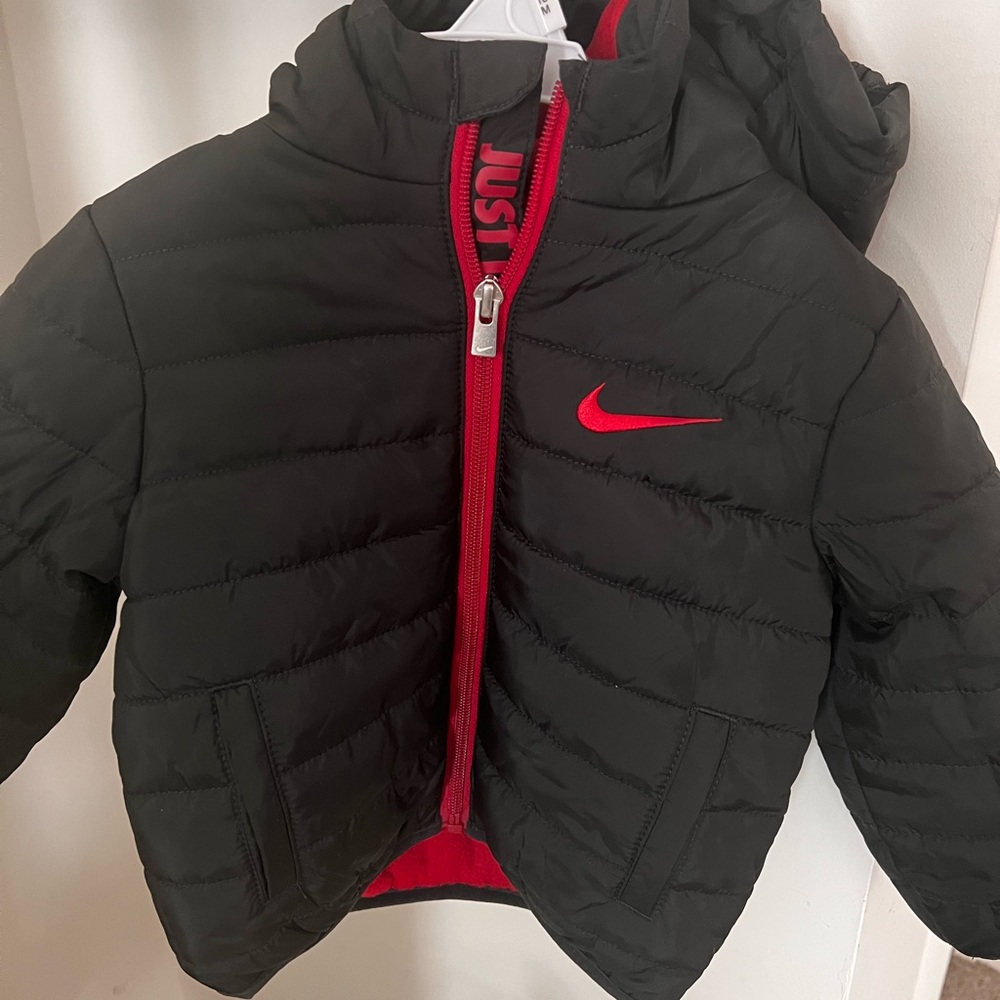 Nike Kids Black and Red Puffer Jacket